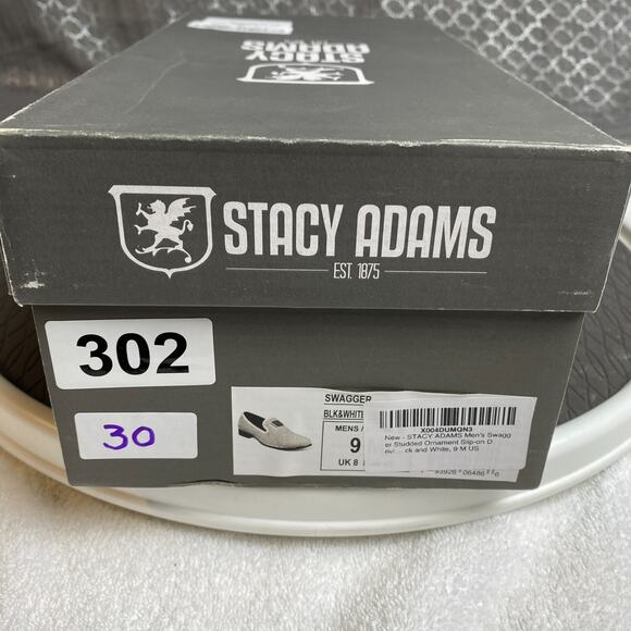 Stacy Adams Swagger Loafers Mens 9M White Slip On Studded Loafers Old Hollywood - Picture 11 of 11